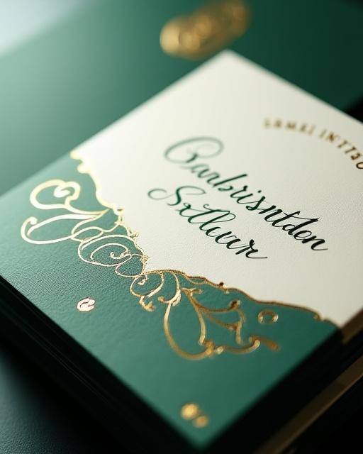 En hög med eleganta, handskrivna inbjudningskort till ett företagsevent.